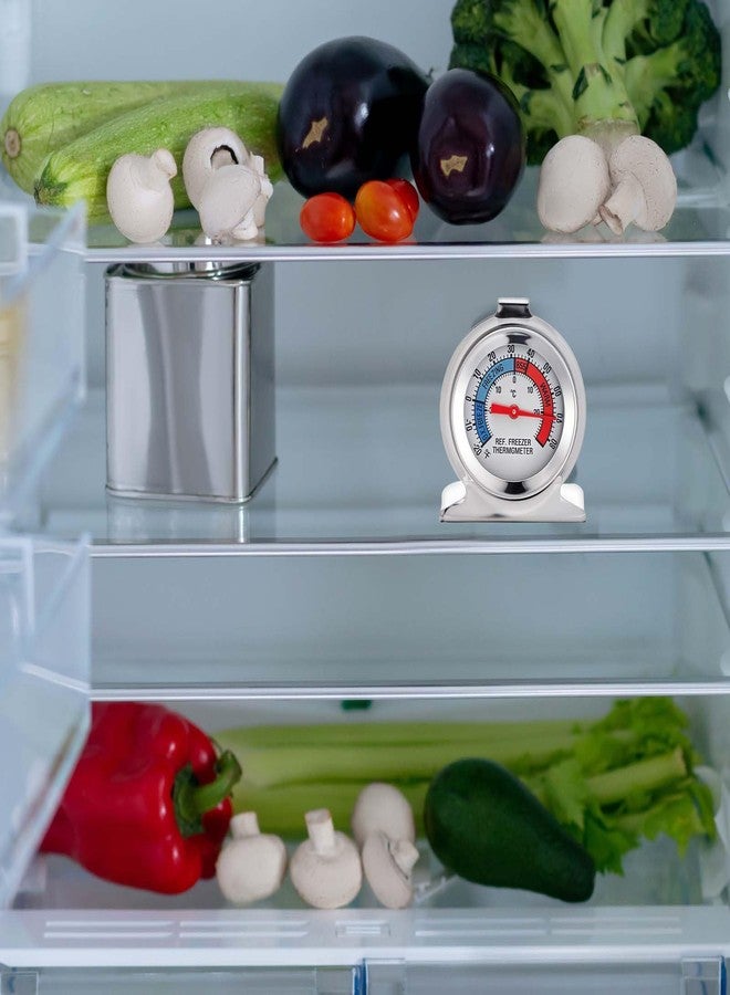 عبوة من 12 ميزان حرارة من الفولاذ المقاوم للصدأ للثلاجة والفريزر، ميزان حرارة تناظري كبير الحجم للثلاجة والفريزر. - Image 5